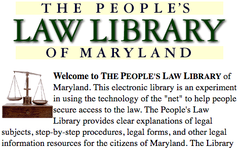 Clip from screenshot of front page of People's Law site, April 15, 1997